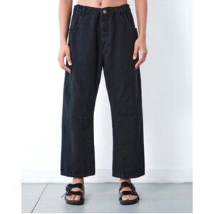 ROUCHA Diane Cropped Barrel Jeans in Washed Black Denim - CC/ L